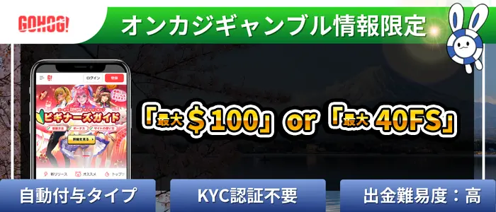 ゴーホグカジノ入金不要ボーナスランキング